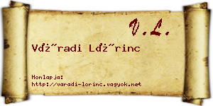 Váradi Lőrinc névjegykártya