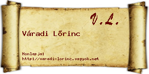 Váradi Lőrinc névjegykártya